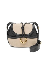 COCCINELLE CARMY CANVAS Leather and canvas shoulder bag natural / noir - Women&rsquo;s Bags - 1