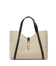 FURLA CAMPIONARIO - GOCCIA Canvas shoulder bag natural + black - Women&rsquo;s Bags - 1