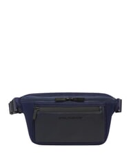 PIQUADRO ORION Leather and fabric bum bag blue - Hip pouches - 1