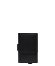 PIQUADRO S141 Automatic card holder in metal and leather - Men&rsquo;s Wallets