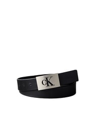 CALVIN KLEIN CK HARDWARE Leather belt black / pewter - Belts - 1