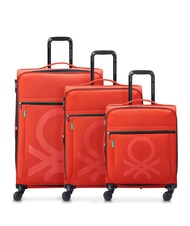 BENETTON By DELSEY COLOR BLOCK Expandable Cabin + Medium + Large Trolley Set - Trolley Set