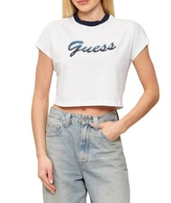 GUESS SCRIPT CROP Short T-shirt purwhite - T-shirt - 1