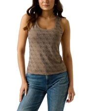 GUESS 4G ALLOVER Top walnut shell - T-shirt - 1