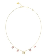 GUESS CHRYSALIS Necklace, multi-charm with crystals, butterfly motif ywl gold/light pink - Necklaces - 1