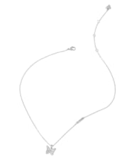 GUESS CHRYSALIS Necklace, charm with crystals, butterfly motif SILVER - Necklaces - 1