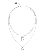GUESS ALL YOU NEED IS LOVE Silver necklace with heart and key charm SILVER - Necklaces - 1