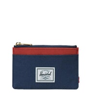 HERSCHEL OSCAR Flat card holder with zip black iris/red ochre/twill - Men&rsquo;s Wallets - 1