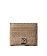 CALVIN KLEIN HARDWARE EMBLEM PEBB Flat leather card holder - Women&rsquo;s Wallets