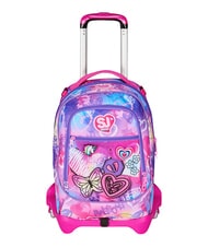 SJGANG TINYPATCH GIRL 3-wheel trolley backpack, removable BLACK STRIPED FOREST - Backpack trolleys - 1