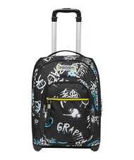 SEVEN GRAFFITI BOY 2-wheel trolley backpack, fixed Black - Backpack trolleys - 1