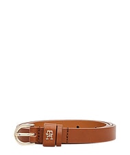 TOMMY HILFIGER TH LOGO Women's thin leather belt cognac - Belts - 1