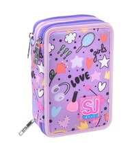 SJGANG CUTE NOTES 3-zip pencil case English lavender - Cases and Accessories - 1
