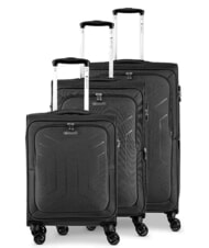 R RONCATO HEXA SOFT Expandable Cabin + Medium + Large Trolley Set Black - Trolley Set - 1