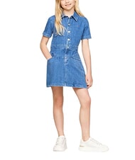 TOMMY HILFIGER TH Girls' short-sleeved denim dress ltweightdenim - Little Girls' Dresses - 1