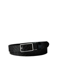 CALVIN KLEIN LOGO ALL OVER Leather belt black / shiny nickel - Belts - 1