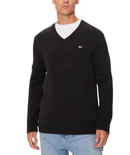 TOMMY HILFIGER TH JEANS  Cotton V-neck sweater black - Men's Sweaters - 1