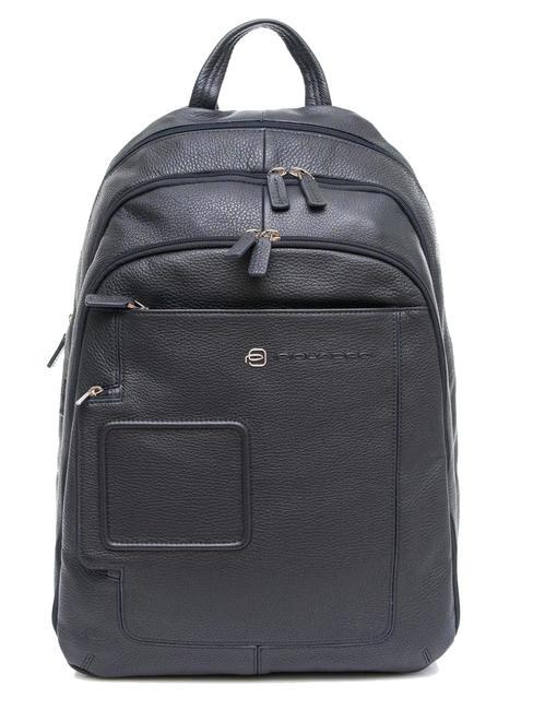 PIQUADRO backpack VIBE out line, in leather, case for laptop up to 13” blue - Laptop backpacks