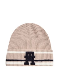 TOMMY HILFIGER MONOGRAM Wool and cashmere blend hat beige - Hats - 1