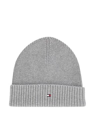 TOMMY HILFIGER TH FLAG Cotton beanie hat with cuff grey - Hats - 1