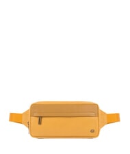 PIQUADRO FALSTAFF Leather belt bag Yellow - Hip pouches - 1