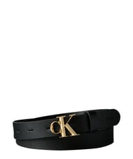 CALVIN KLEIN FACTED CK BUCKLE Leather belt - Belts