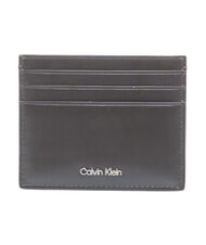 CALVIN KLEIN RAISED LOGO Flat leather card holder - Men&rsquo;s Wallets