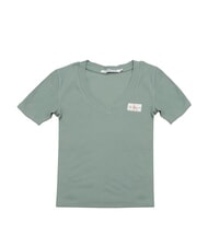 CALVIN KLEIN WOVEN LABEL Short-sleeved cotton T-shirt grey - T-shirt - 1