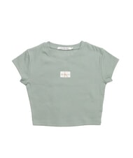 CALVIN KLEIN WOVEN LABEL Short-sleeved cotton T-shirt grey - T-shirt - 1