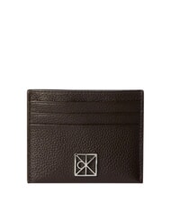 CALVIN KLEIN HARDWARE EMBLEM PEBB Flat leather card holder - Women&rsquo;s Wallets