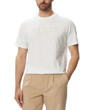 GUESS LOGO Short-sleeved T-shirt, pure cotton purwhite - T-shirt - 1