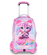 SJGANG HEART BUDDY GIRL Backpack with trolley, detachable pink doll - Backpack trolleys - 1