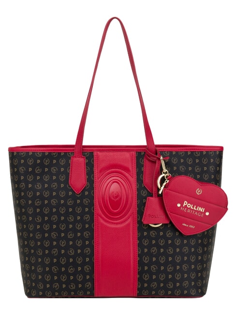 POLLINI HERITAGE Shoulder shopping bag, with toiletry bag black red - Women&rsquo;s Bags
