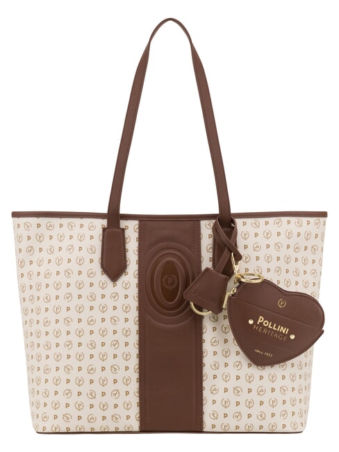 POLLINI HERITAGE Shoulder shopping bag, with toiletry bag brown ivory - Women&rsquo;s Bags