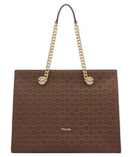 POLLINI HERITAGE Leather shoulder shopping bag brown / cream - Women&rsquo;s Bags - 1