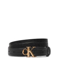 CALVIN KLEIN FACET CK BUCKLE Double-sided leather belt - Belts