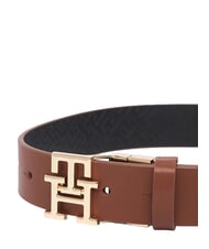 TOMMY HILFIGER TH LOGO Reversible leather belt with monogram - Belts
