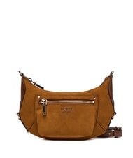 GUESS MARSHA Shoulder bag, in suede leather COGNAC - Women&rsquo;s Bags - 1