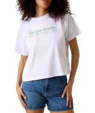 GUESS JEANS BOXY PRINT STAR Cotton T-Shirt purwhite - T-shirt - 1