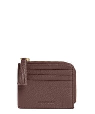 COCCINELLE TASSEL Card holder with zip in hammered leather - Women&rsquo;s Wallets