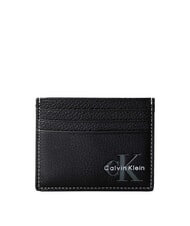 CALVIN KLEIN BOLD PEBBLE Leather card holder on black - Men&rsquo;s Wallets - 1