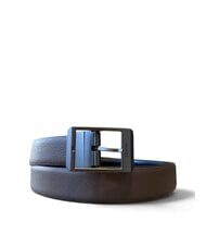 CALVIN KLEIN RECTANGULAR Reversible leather belt black / ck dark brown / matte - Belts - 1