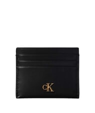 CALVIN KLEIN CK Flat leather card holder on black - Women&rsquo;s Wallets - 1