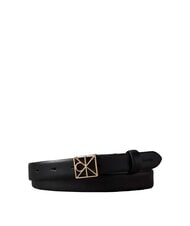 CALVIN KLEIN EMBLEM BUCKLE Leather belt black / antique light gold - Belts - 1