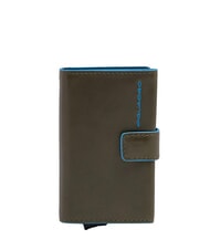PIQUADRO BLUE SQUARE Leather and metal credit card holder - Men&rsquo;s Wallets