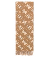 GUESS NOLANA 4G LOGO Scarf with fringes milk logo brown - Scarves - 1
