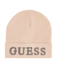 GUESS KNITTED Rhinestone logo beanie hat STONE - Hats - 1