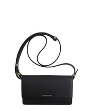 BORBONESE BIRDIE Leather wallet with shoulder strap black / natural op - Women&rsquo;s Wallets - 1