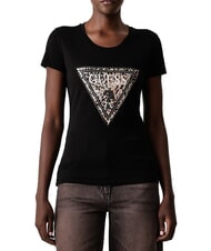 GUESS SAVANNA LEOPARD TRIANGLE Short-sleeved T-shirt jetbla - T-shirt - 1