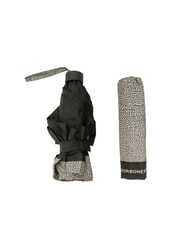 BORBONESE LOGO Mini, manual umbrella black / natural op - Umbrellas - 1